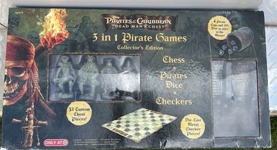 Disney Pirates Of The Caribbean 3-in-1 Chess Checkers Dice Collectors Edition