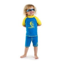 Boys Size 4 Blue/Yellow Sun UV Protective Rash Guard Swimsuit