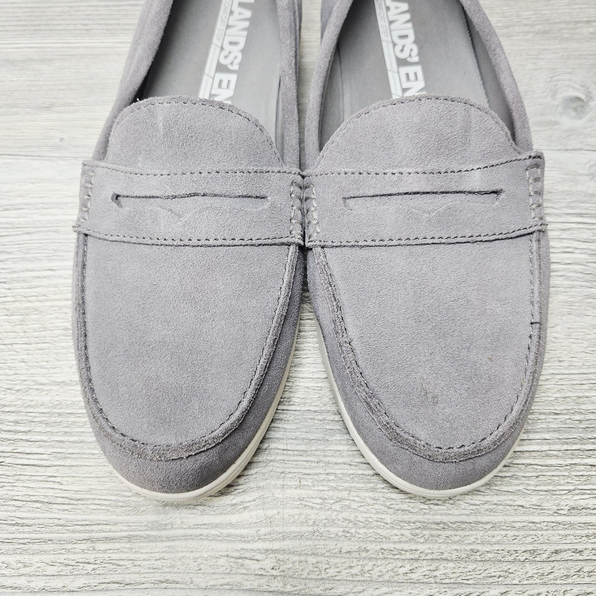 Lands’ End Womens Penny Loafers Gray Suede 501799 Comfort Step Shoes Sz 11 D View 6