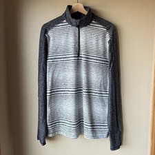 Lululemon Surge Warm 1/4 Zip Pullover Men?s XL Mini Akido Stripe Heathered Black