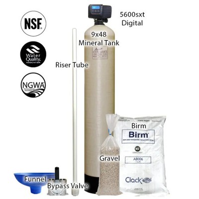 Birm Iron Filter System & Fleck 5600SXT Digital Control Valve-10'' X 54''
