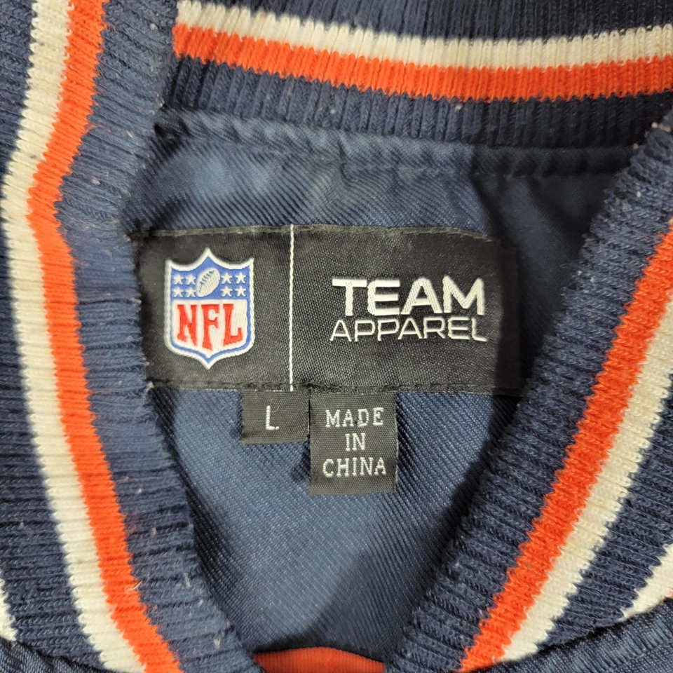 Chicago Bears NFL Team Apparel Bomber Jacket Men's Size Large Navy Orange White - Image 4 of 4
