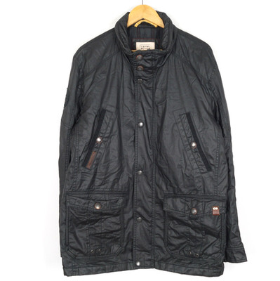 CAMEL ACTIVE Men's Jacket Size 52 Black Cotton Full Zip Snaps Insulated