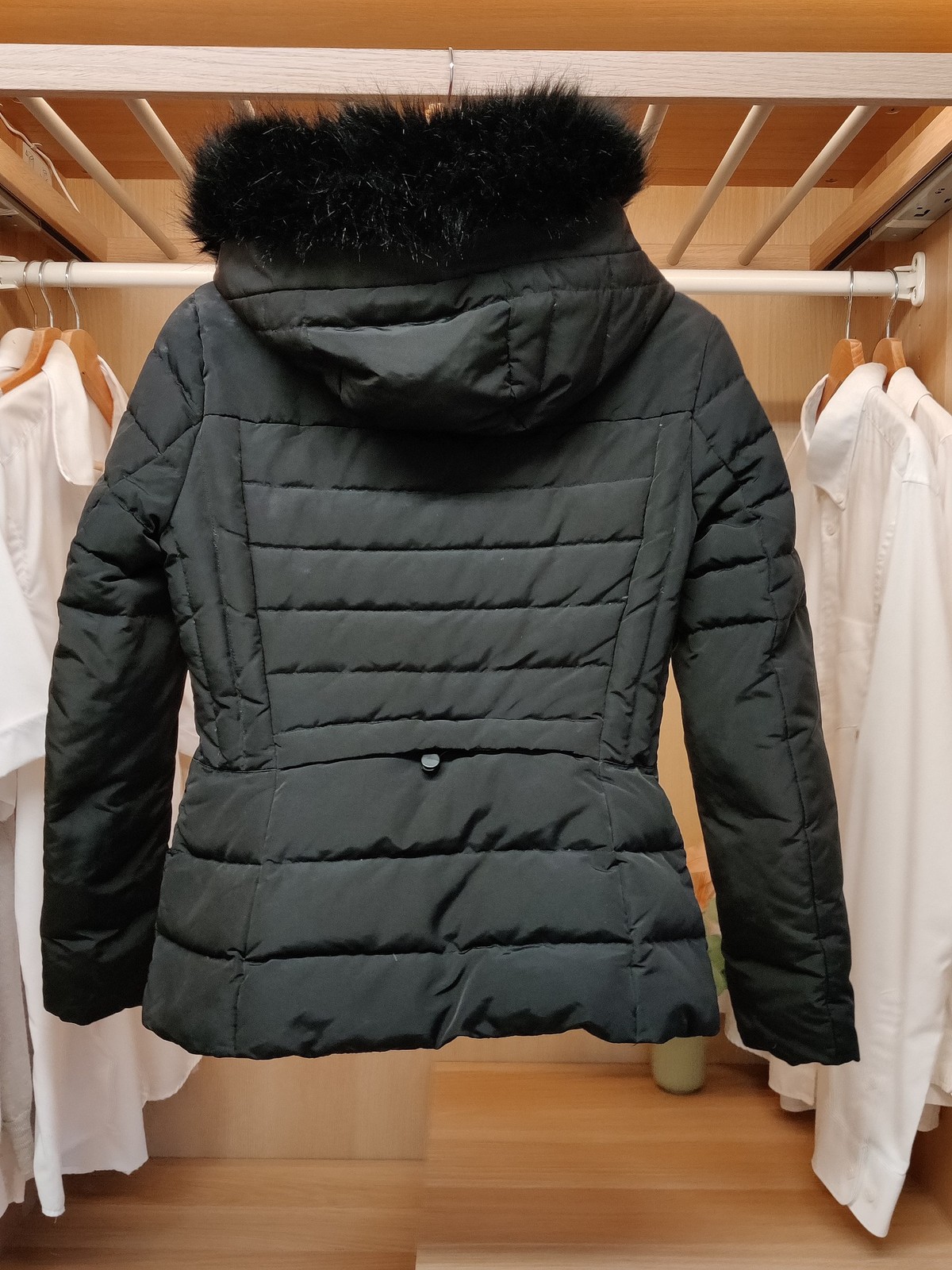 ZARA BASIC COAT JACKET SMALL BLACK DOWN PADDED PU… - image 3