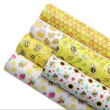 6 piece set Bee Honey SMOOTH prints FAUX LEATHER SHEET 8 x 13" 1271744