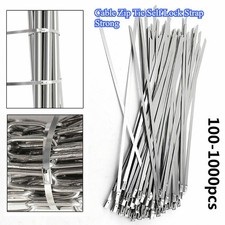  12" 16" 18" Stainless Steel Metal Cable Zip Tie Self Lock Strap Strong1000Pcs