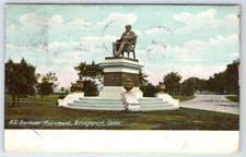 Vintage Postcard PT Barnum Monument Bridgeport Connecticut CT