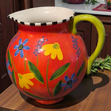 Vintage Department 56 Colorful Ceramic Floral Pitcher