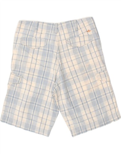 DOCKERS Mens Cargo Shorts W32 Medium Blue Check Cotton CE85 - Picture 2 of 5