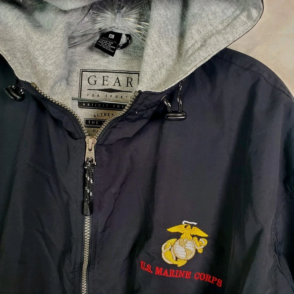 Chaqueta De Colección USMC US Marines Con Capucha Forrada XL Negra Bordada Logo Cremallera Puffer Foto 4 de 4