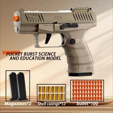 SHELL EJECTING SOFT BULLET TOY GUN Pistol with 100 Bullets, 12 Shells, 2 Mags
