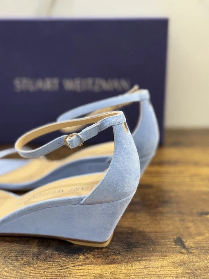stuart weitzman Sandalo 50 Wedge   Suede Celeste   Luxury Woman  Donna 38 - Immagine 3 di 4