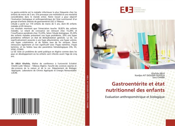 GastroentéRite Et éTat Nutritionnel Des Enfants Khalida Abla (U. A.) Taschenbuch-image