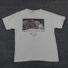 VTG The Humane Society Shirt Mens L White Cat Flag Animals Member 90s Y2k 14137