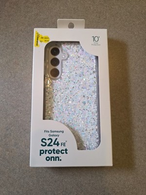 ONN Iridescent Glitter Fleck Case for Samsung Galaxy S24 FE, 10' Drop Test, NEW