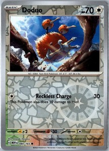Doduo 084/165 Reverse Holo Scarlet & Violet 151 Common Pokémon