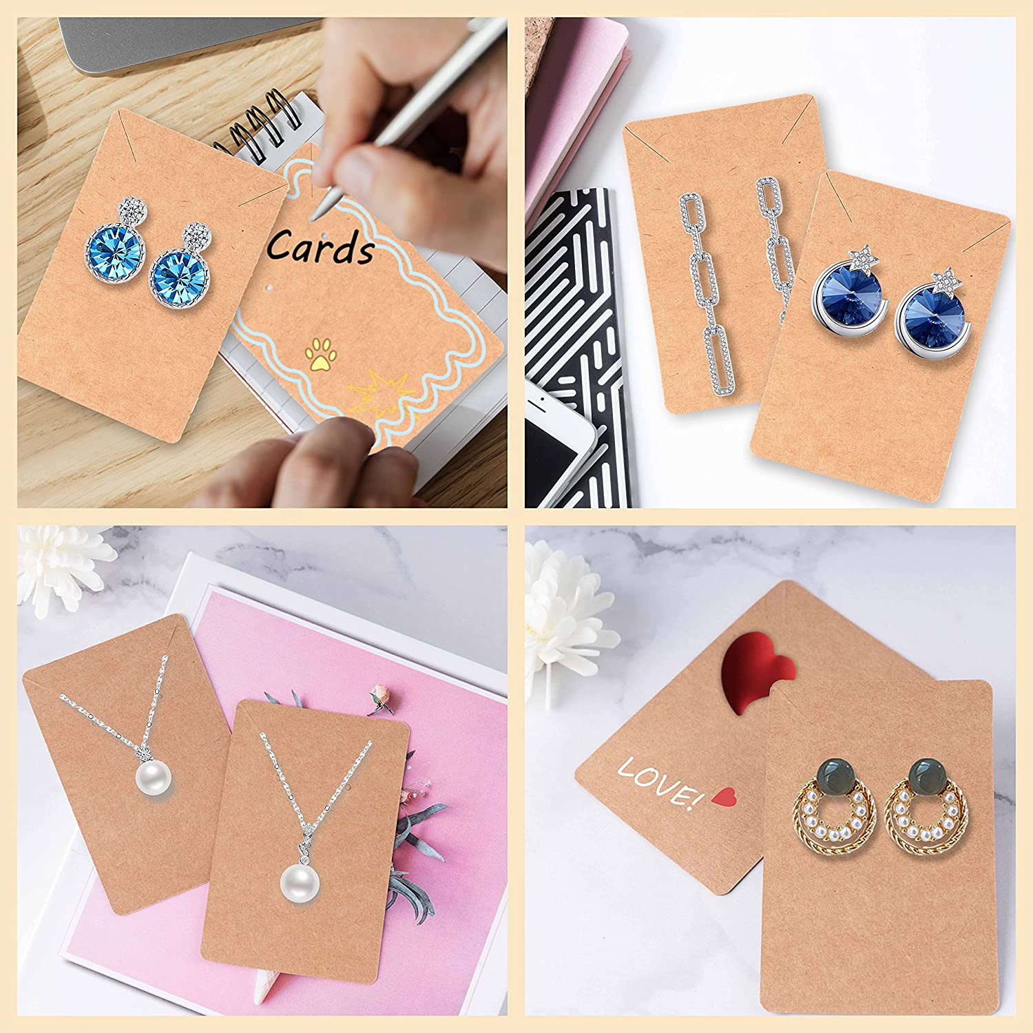 Earring Display Cards with 100 Pcs Earring Holder Cards 200 Pcs Earring Backs an