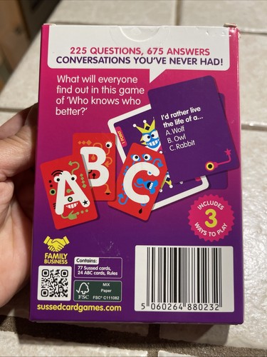 Sussed? Game of Wacky Choices, NEW! Card Game Ages 8 + 2-8 Players Silly Fun ! - Picture 7 of 7