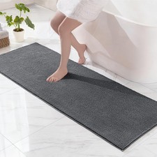 24x70 Inch Grey Chenille Bath Rugs Mat Extra Soft Absorbent Quick Dry Floor