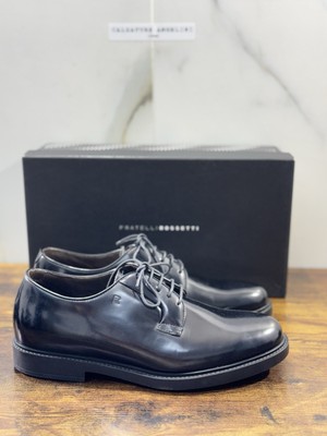 Fratelli Rossetti Herren Derby Schuh Schwarz Leder Luxury Men Shoe 41