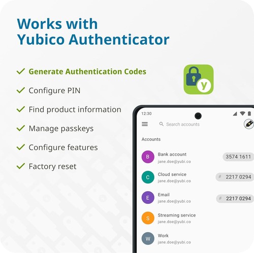 Multi-Factor Authentication Key - YubiKey 5C Nano, FIDO2 Certified USB-C Key - Picture 10 of 11