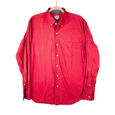 J.Crew Mens Large Red Micro Print Tailored Long Sleeve Button Down Cotton Shirt