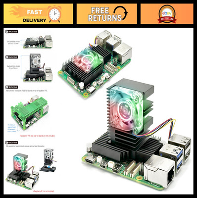 Dual Mode Cooler for Raspberry Pi 5, CPU Heatsink with Temp-Controlled Fan & RGB