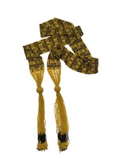 Vintage Gold Black Glass Beaded Folk-Art Belt, Sash or Scarf, 80 Long