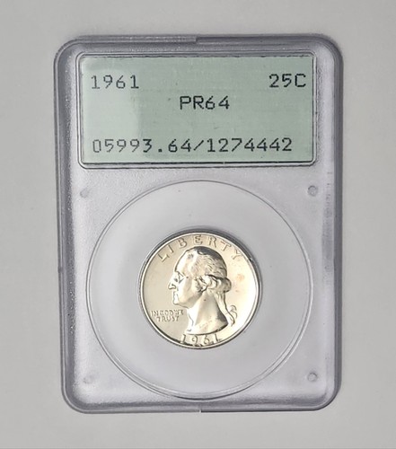 1961 P Washington Silver Quarter PCGS OGH Rattler Proof PR64 Old Green Holder