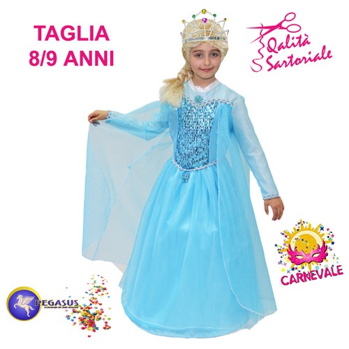 COSTUME VESTITO DI CARNEVALE FROZEN ELSA PRINCIPESSA 8/9 ANNI PEGASUS 1681 - Foto 1 di 1