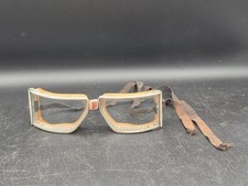 Vintage Cesco Wide Vision Motorcycle Aviator Goggles W/Strap