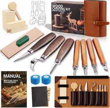 Wood Carving Kit Whittling Kit: Deluxe Wood Carving Tools Knife Set with Leather