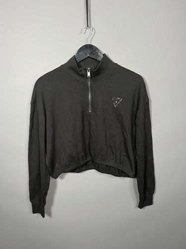 GUESS 1/4 ZIP Sweatshirt - Size Medium - Black - Great Condition - Women's