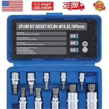 Triple Square Spline Bit Socket Set XZN,Tamper Proof,1/2" 3/8" 1/4" Drive,M4 ...