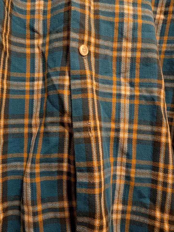 Verdadero Vintage Años 60/70 Bellcraft Abotonado Franela Amarilla y Azul Talla XL Foto 4 de 4