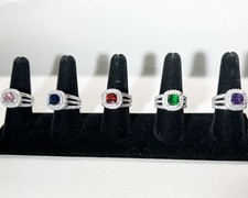 Sterling silver cubic zirconia princess ring in 6 Brilliant colors