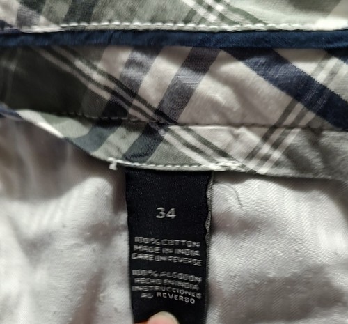 Age of Wisdom Shorts Men's 34 Black Gray White Plaid Casual Cargo 7-Pockets - Picture 9 of 11