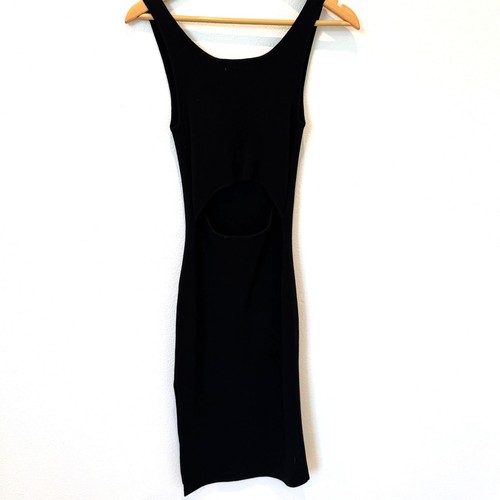 Leith Knit Bodycon Cut Out Back Scoop Neck Black Tank Midi Dress XS - Picture 7 of 7