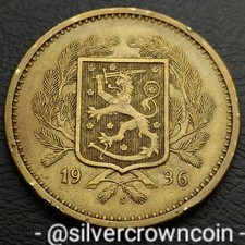 Finland 🇫🇮 20 Markkaa 1936 S. KM#32. 20$ coin. Low Mintage. Rampant Lion. 