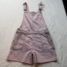Gap Denim Shortalls Girls XXL Pink Acid Wash Good Condition Raw Hem Overalls