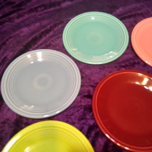 Set of 8 Vintage Fiestaware Saucers 6" Fiesta Blue Pink Orange Green Nice! - Picture 6 of 17