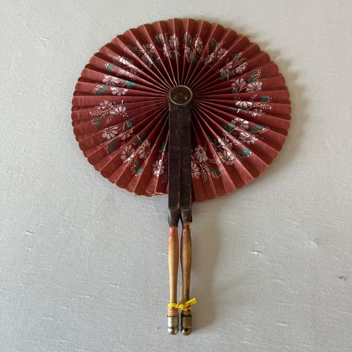 Vintage Wood & Paper Hand Fan Fold Up 1920-1930 Japan 2 sided