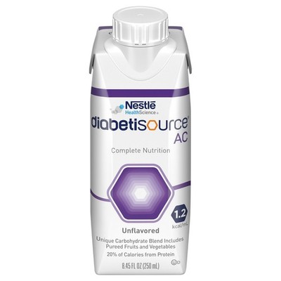 Nestle Diabetisource AC Tube Feeding Formula Unflavored 250 ml Carton - 24Ct