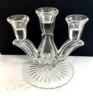Candelabra 3 Arm Crystal Clear Glass Candles Holder 6.5"Tall