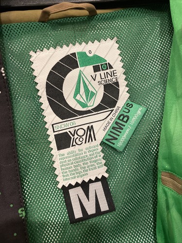 Vintage Y2K Volcom Stone Nimbus Black Green Pattern Snowboard Jacket Sz Medium - Picture 4 of 15