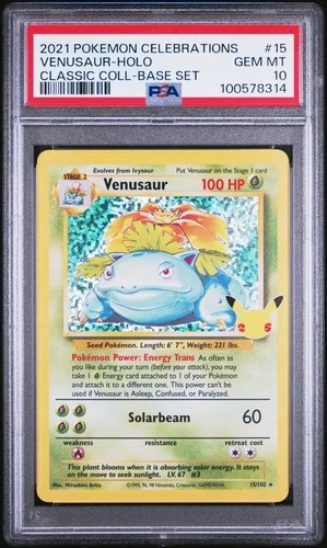 2021 POKEMON CELEBRATIONS CLASSIC COLL #15 VENUSAUR-HOLO PSA 10