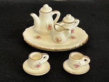 VTG 10 Pc Porcelain Miniature Dollhouse Rose Floral Tea Set