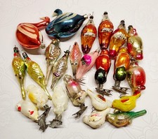 Vintage glass christmas tree bird ornament   ussr 1960s