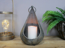 Ausgefallene antike Metall rustikale marokkanische Träne Tropfen Kerze T Licht Halter Laterne