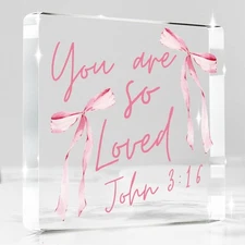 Pink Bow Room Decor, Inspirational Bible Verse Quotes, Christian Gifts for Wo...